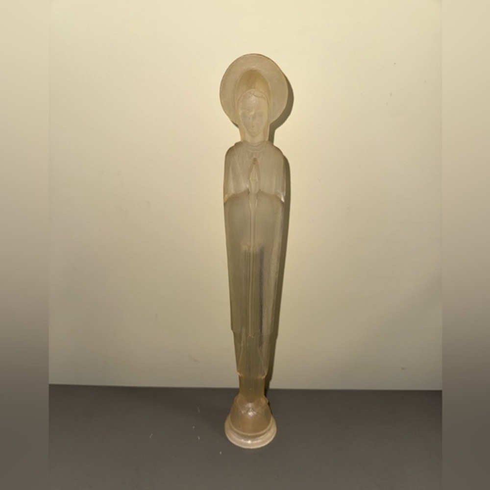 Vintage Clear Acrylic Mother Mary/Virgin Mary Large 13" Slender Religious Statue